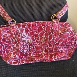 Italian leather purse.  Red and grey hardly used, almost new condition